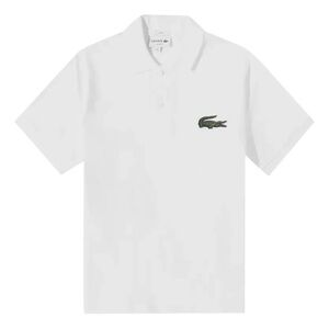 NWT Unisex Lacoste Loose-Fit Polo Shirt Big Logo White Size Medium